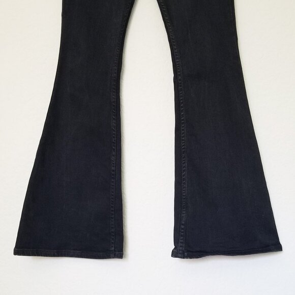 Free People High Waist Flared Bell Bottom Jeans Size 28 Black Stretch Comfy Boho - Picture 10 of 13